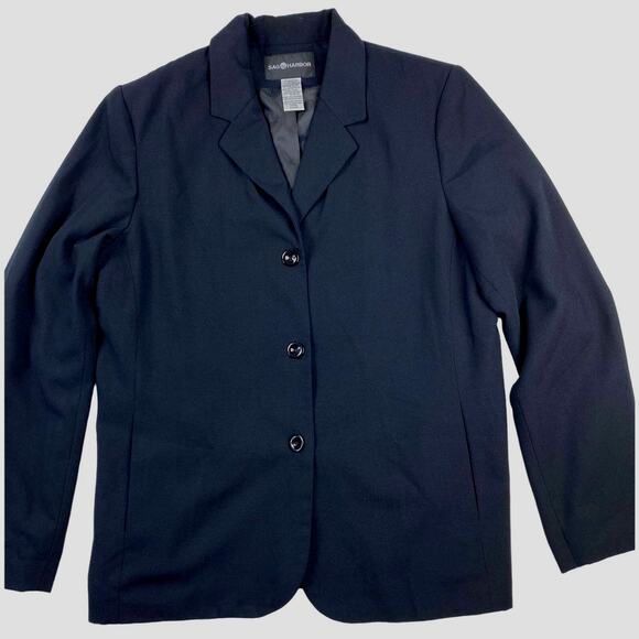 Classic Sag Harbor Blazer Womens 12 Career Black Lined Front Pockets Jacket - Picture 1 of 6